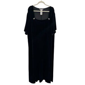 Silhouettes Black Velvet Full-Length Cocktail Regal Dynasty Party Dress Size 34W